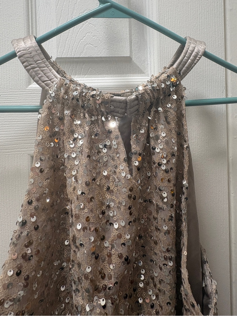 Girls' Sequin Party Dress - Taupe